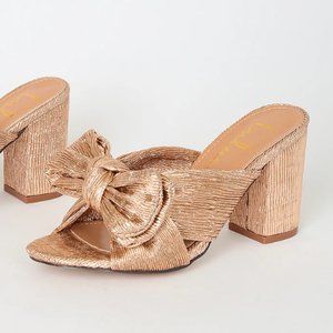 NWOT Lulus Dorothea Rose Gold Knotted High Heel Sandals - Size 7.5
